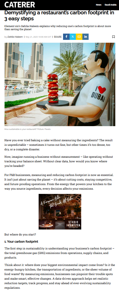 Caterer 1: archived source for Demystifying a restaurant’s carbon footprint in 3 easy steps